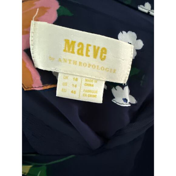 Anthropologie Plus Maeve Vivienne Multicolor Floral Maxi Dress‎ Blue Size 14 - Picture 8 of 13